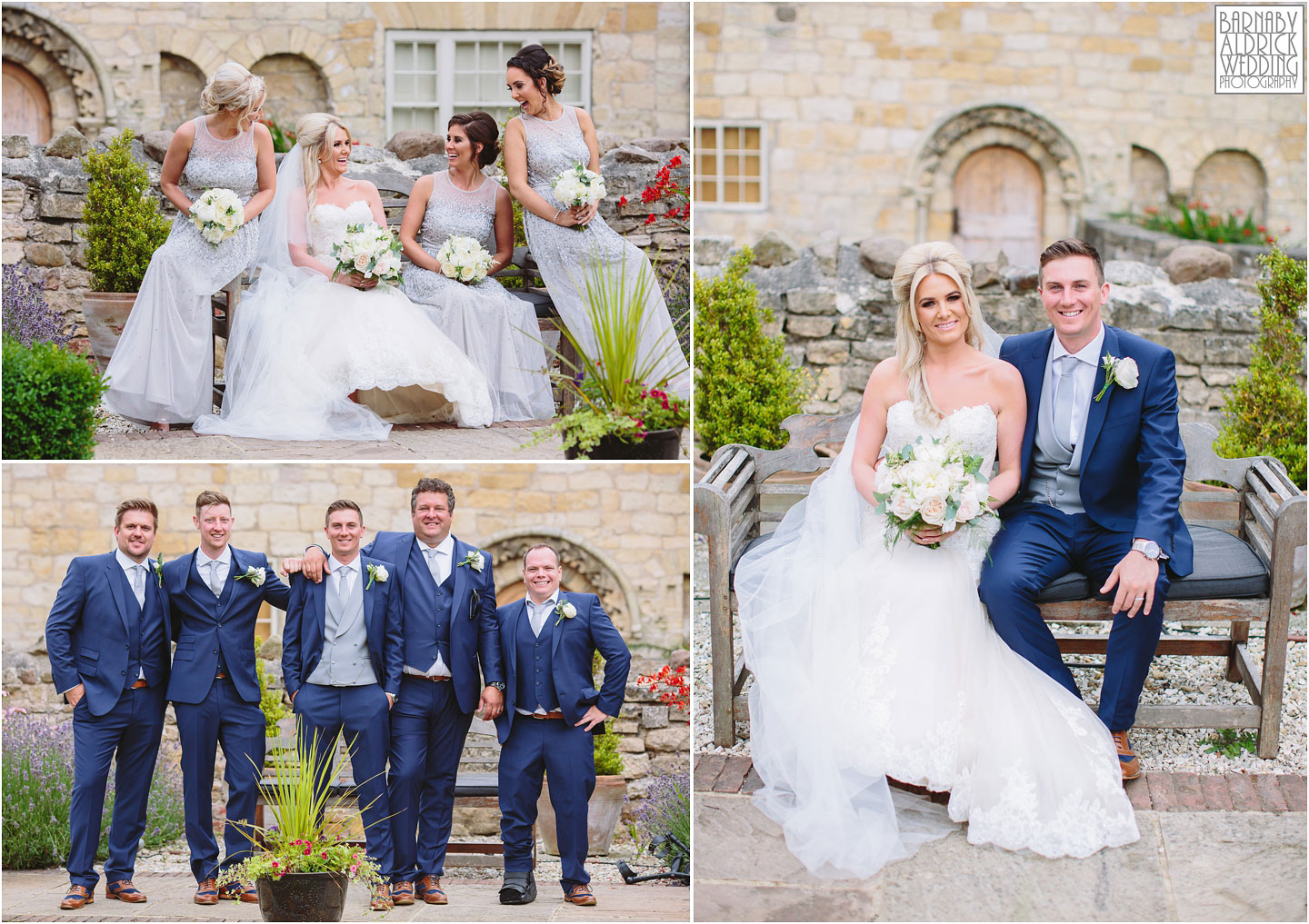 Bridesmaids groomsman photos at Priory Cottages Wetherby
