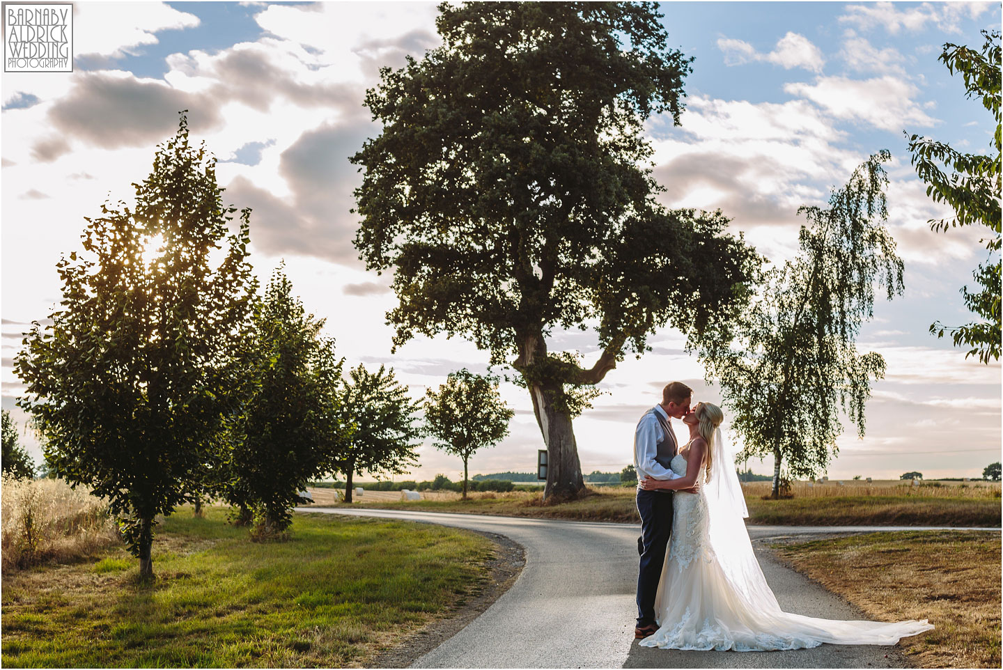 Sunset couple portrait at Priory Cottages Wetherby