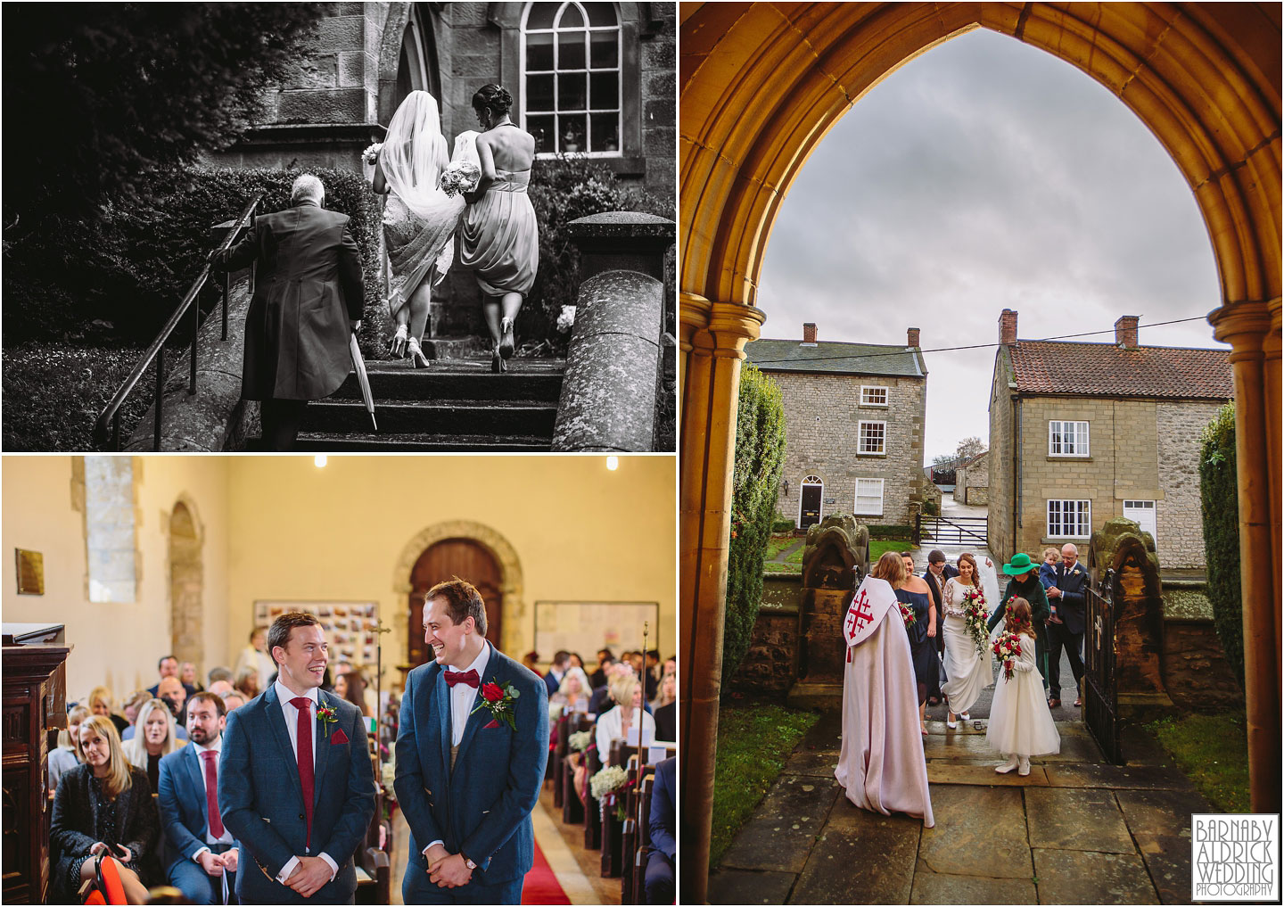The arrival of the bride at a church in Denton, Amazing Yorkshire Wedding Photos, Best Yorkshire Wedding Photos 2018