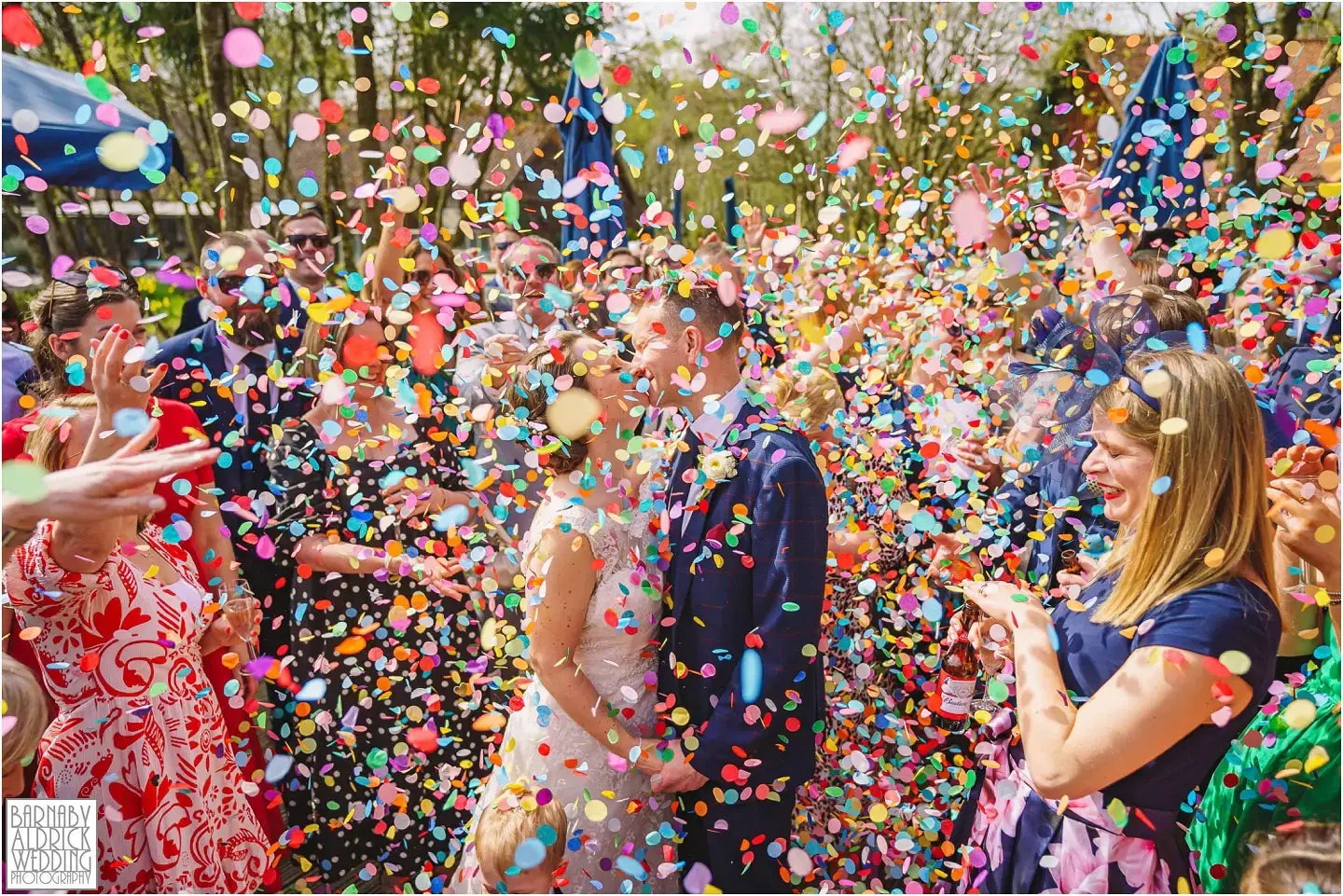 Colourful confetti wedding photos at Chevin Country Park