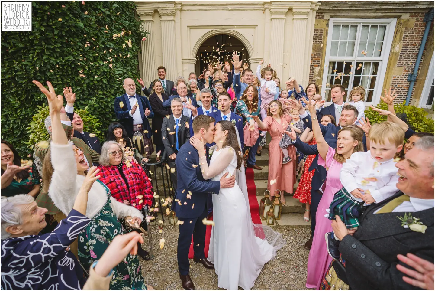 Goldsborough Hall Wedding Photos, Confetti at Goldsborough Hall in Knaresborough
