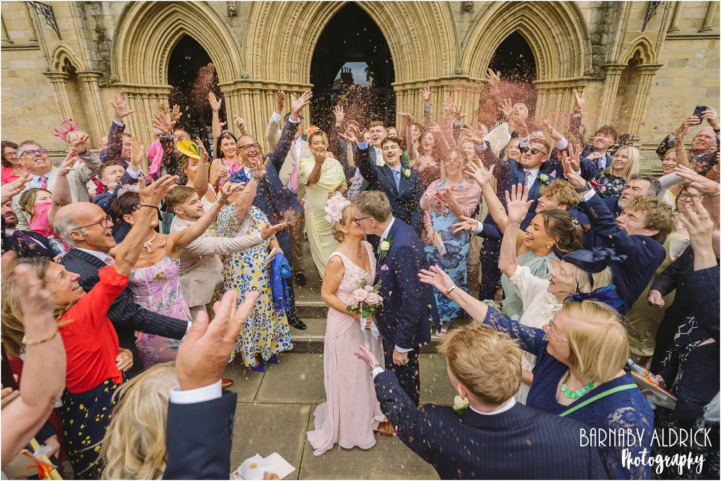 Ripon Cathedral wedding confetti photo, ripon cathedral wedding photography