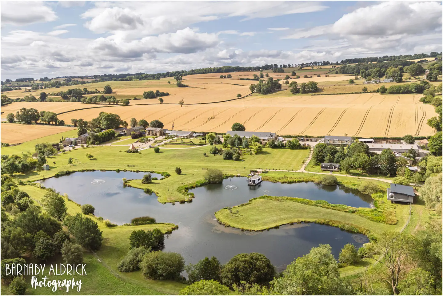Aerial view of Yorkshire Wedding Barn near Richmond in the Yorkshire Dales