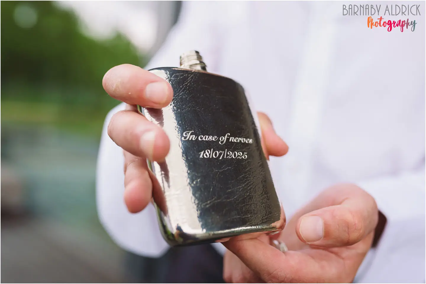 Fun wedding hip flask idea