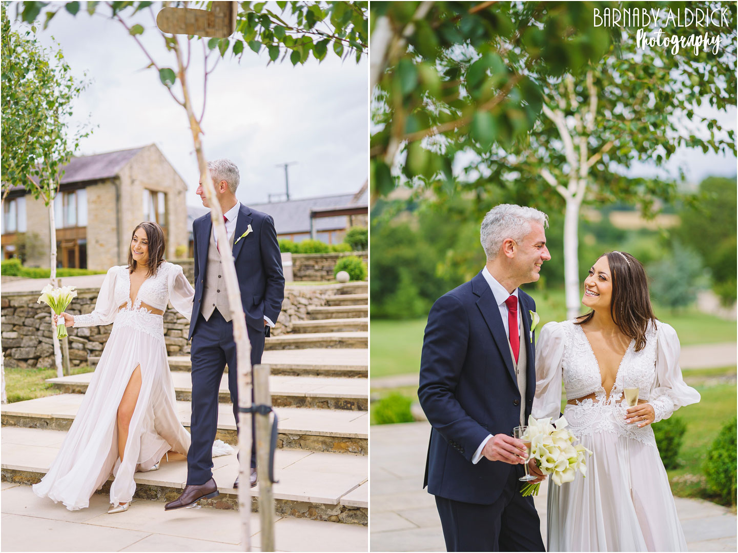 Relaxed wedding photos at Yorkshire Wedding Barn near Richmond