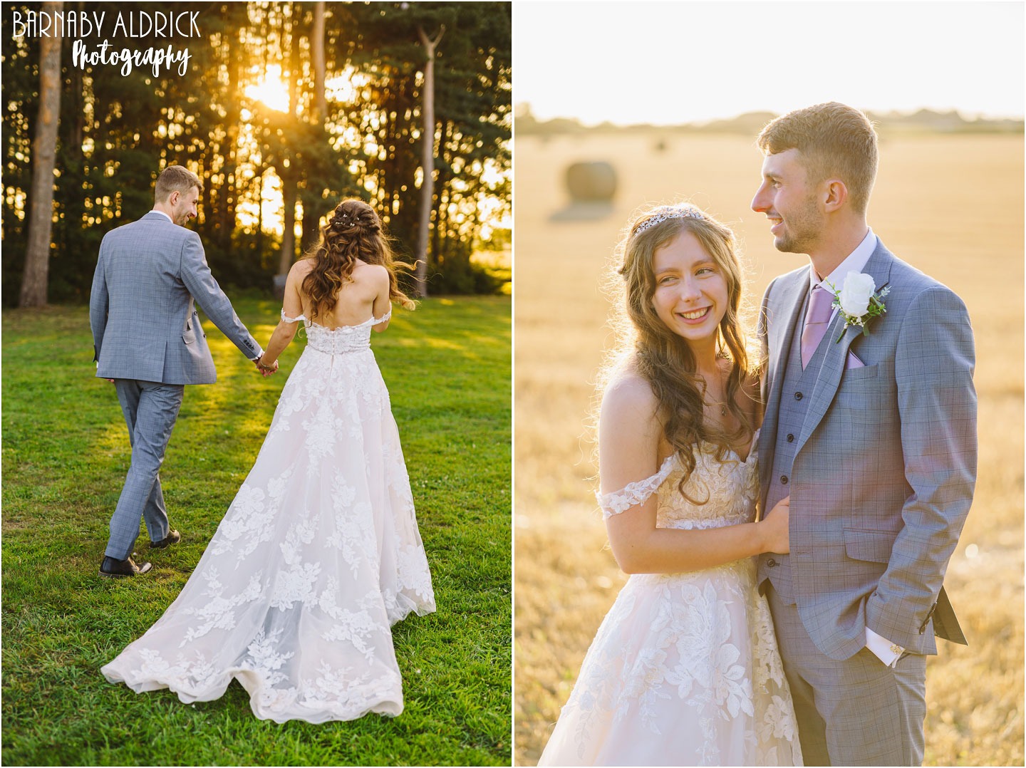 Golden Hour wedding photos at Bunny Hill Weddings in Yorkshire