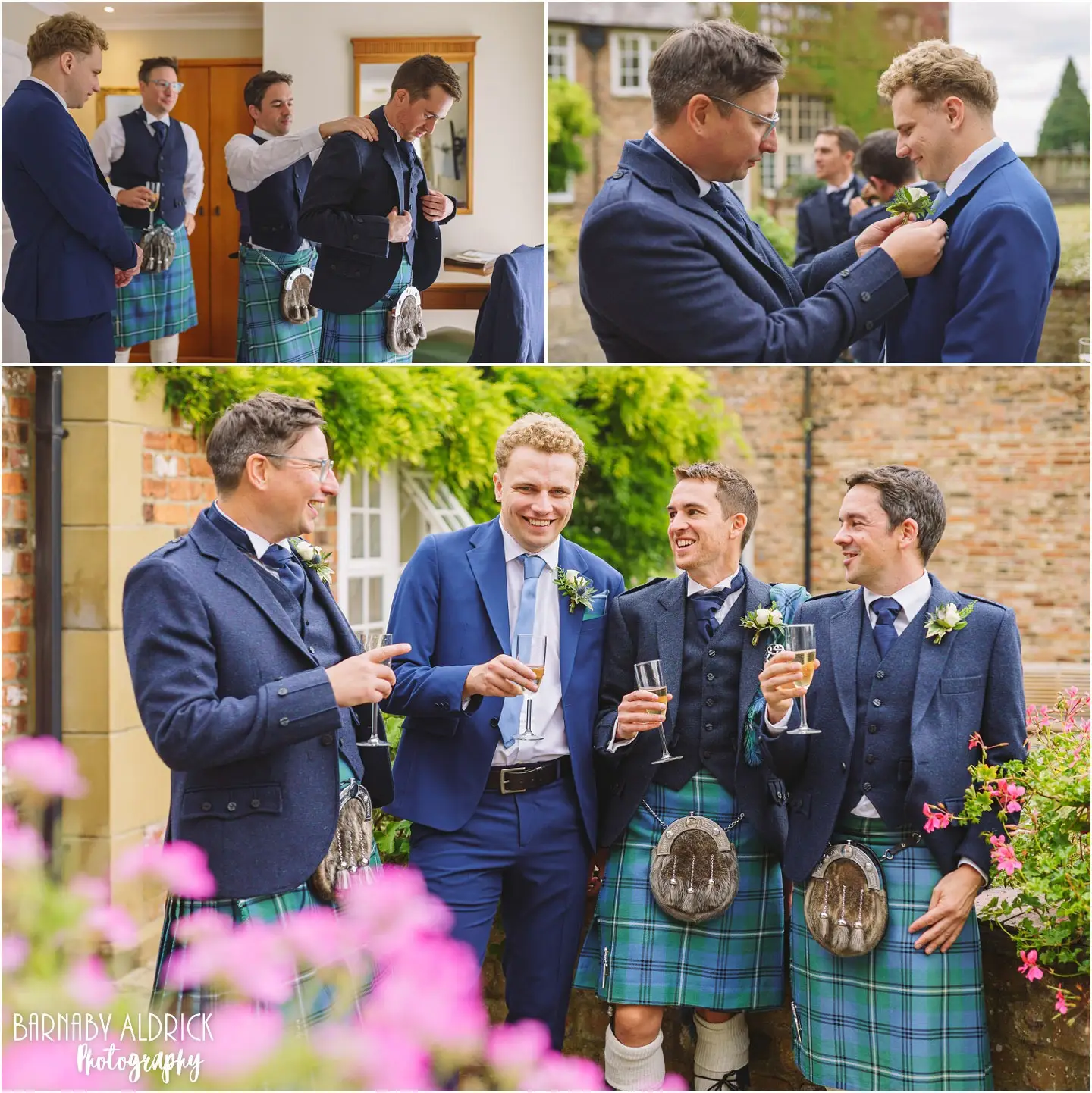 Scottish groom preparation photos at Goldsborough Hall