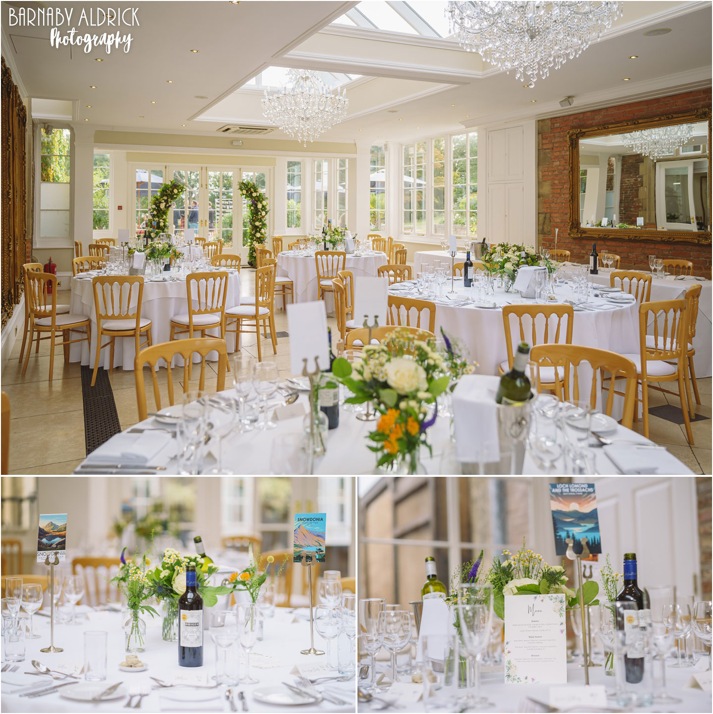 Goldsborough Hall Orangery set for a wedding breakfast