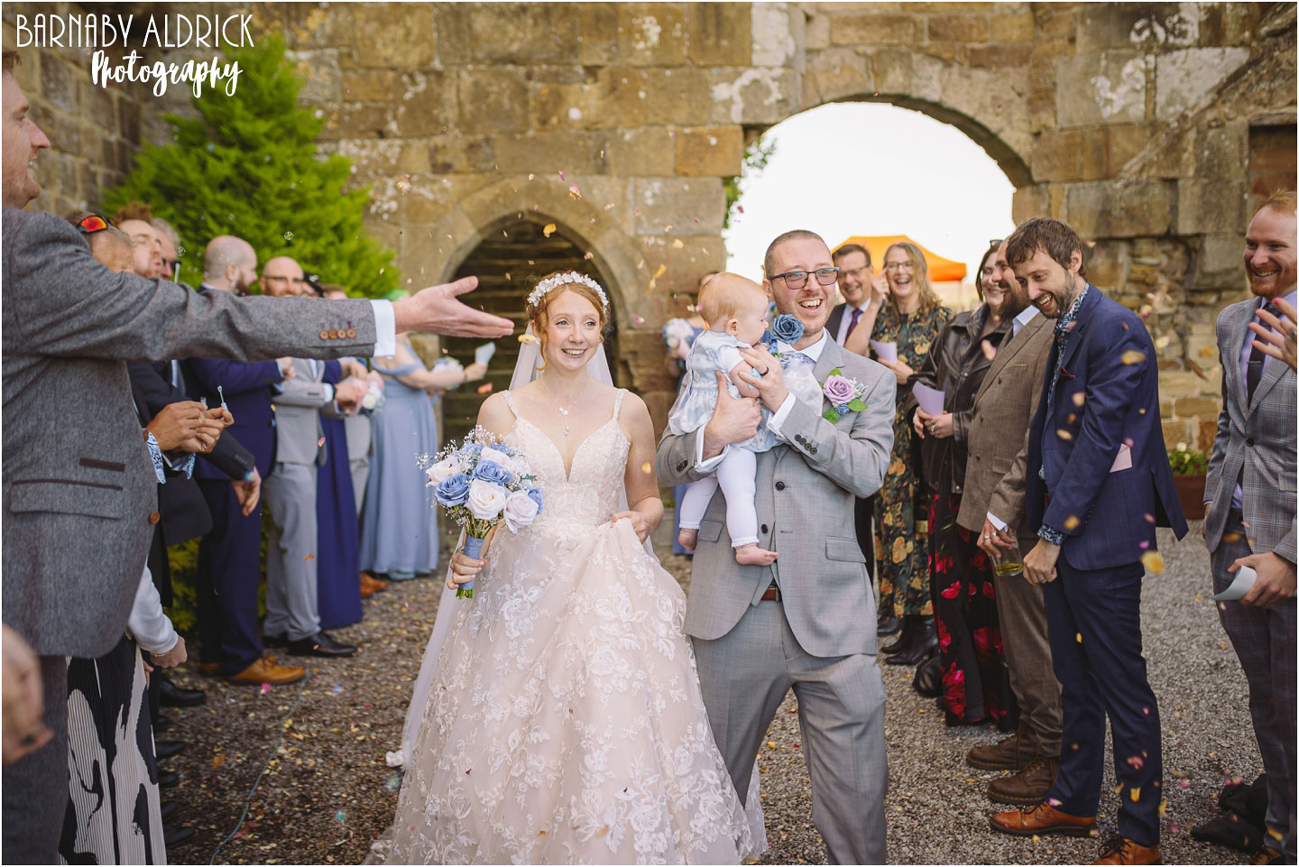 Confetti at Danby Castle Barn in Yorkshire