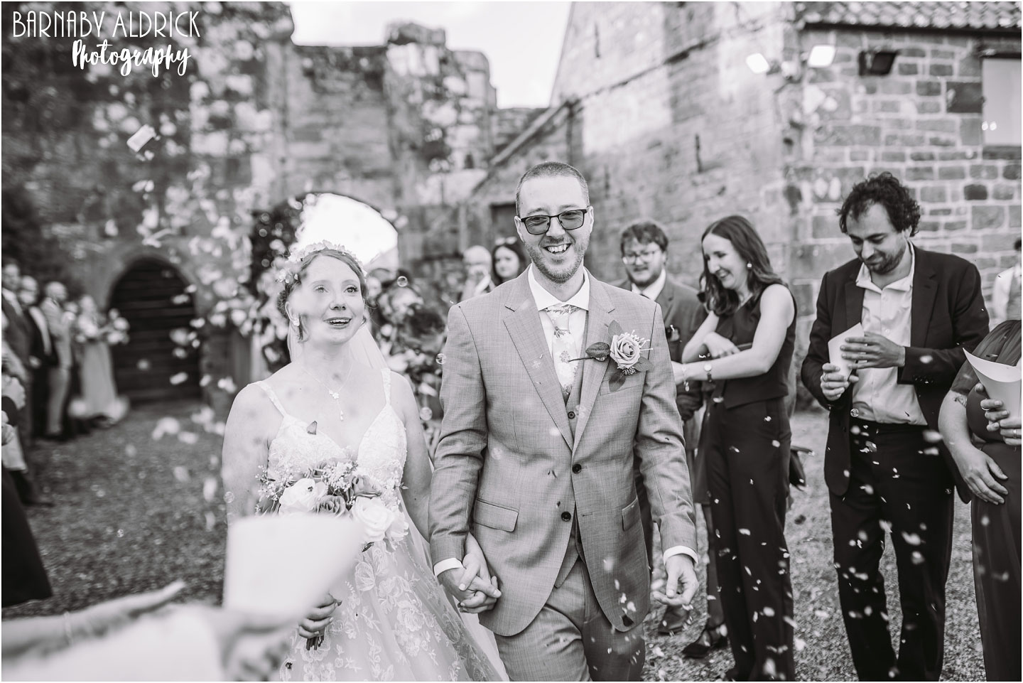Danby Castle Barn Confetti Yorkshire Wedding Photography