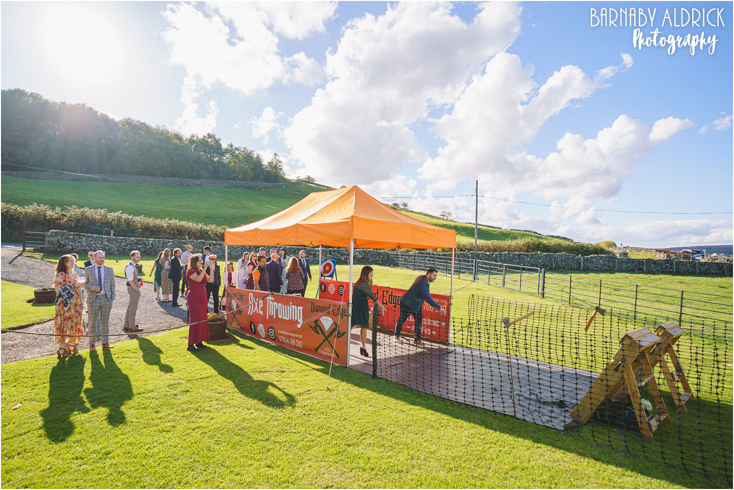Diamond Edge Wedding Axe Throwing at Danby Castle Barns Yorkshire