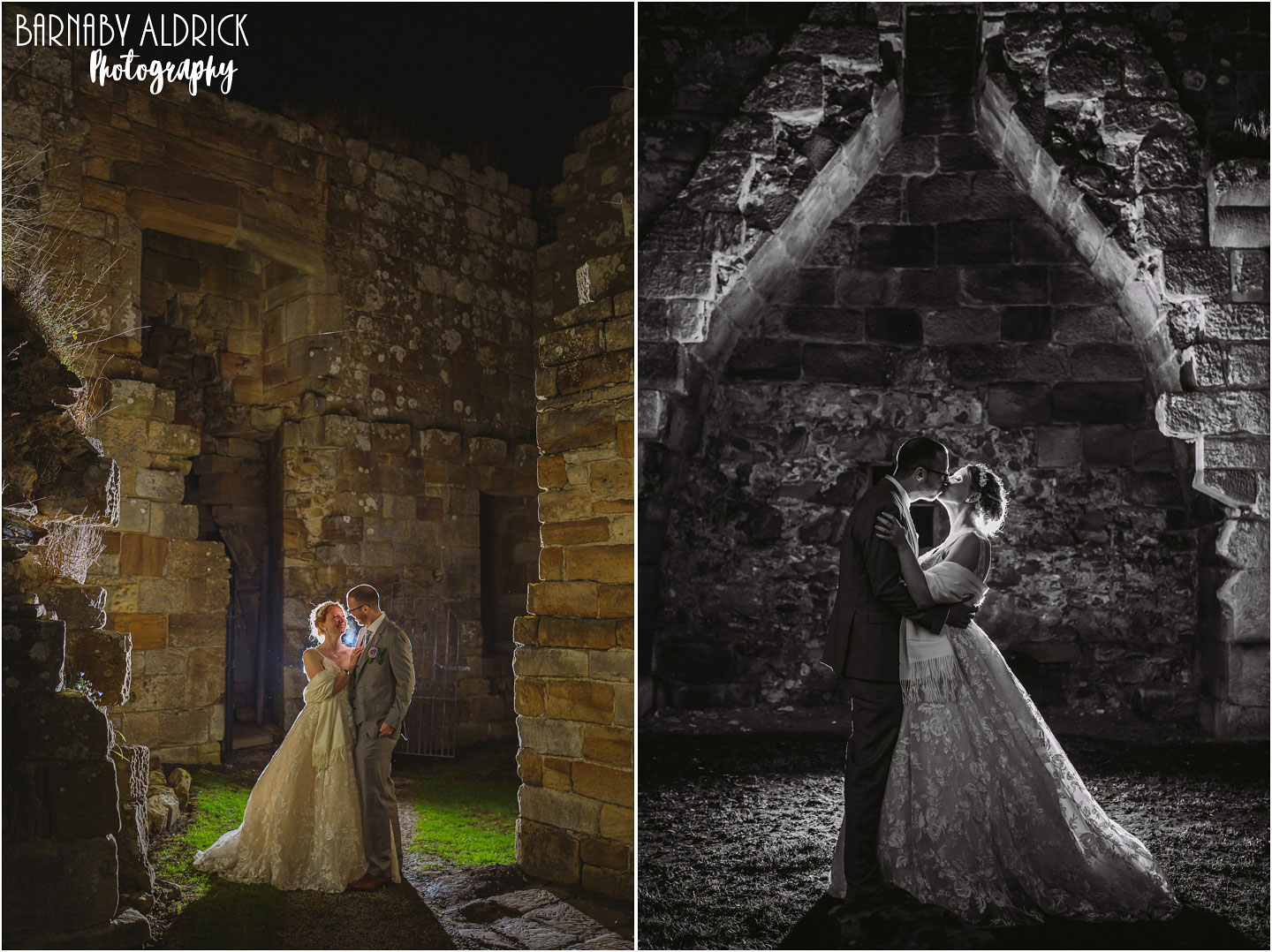 Wedding Photos in the ruins at Danby Castle Barns in Yorkshire