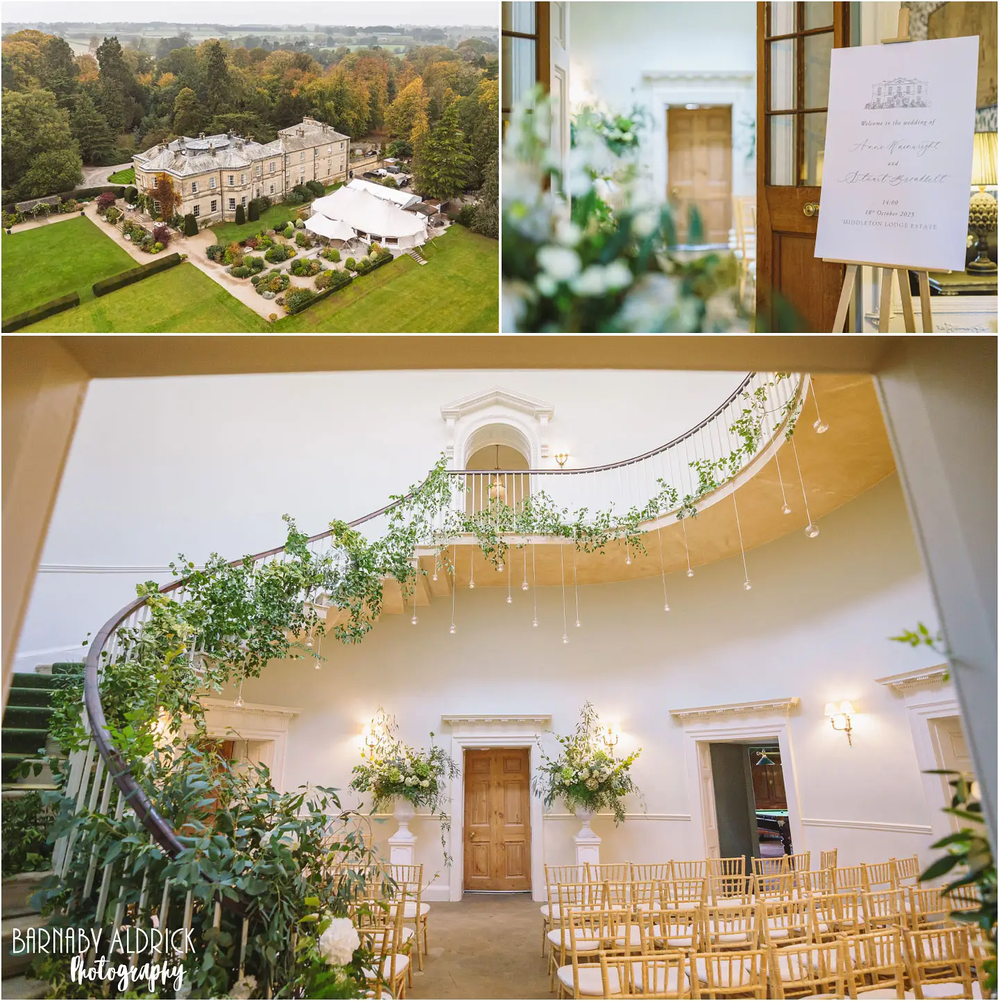 Middleton Lodge main house staircase wedding ceremony