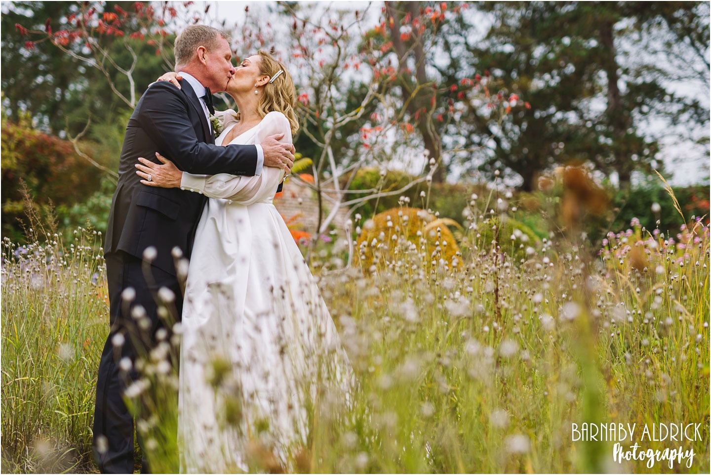 Autumnal Middleton Lodge Fig House and walled Gardens wedding portrait