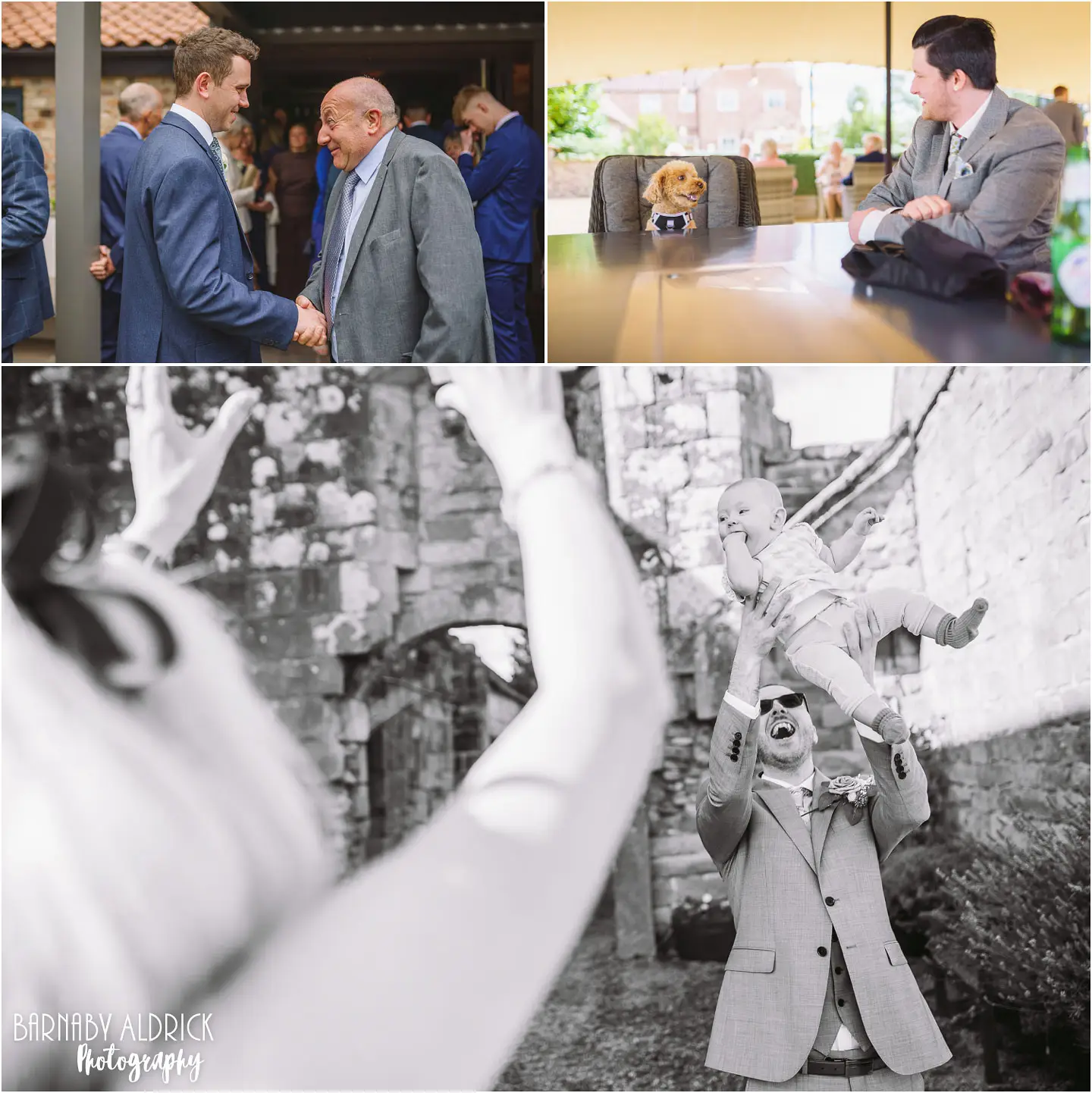 Dogs at Wedding venues in Yorkshire, Wedding photos at Danby Castle Barn in Yorkshire