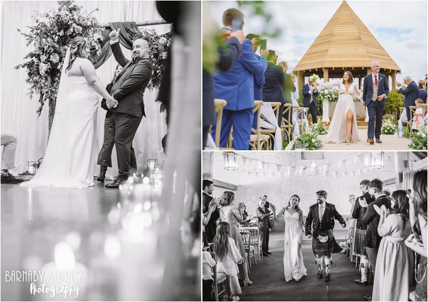 Wedding civil ceremony photos at Leeds City centre wedding venue New Craven Hall, Candid Wedding photos walking down the aisle at Yorkshire Wedding Barns, Civil ceremony Wedding photos at East Riddlesden Hall