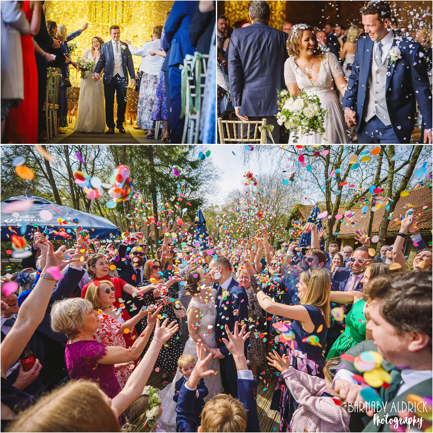 Confetti at The Normans wedding venue in Yorkshire, Colourful Wedding confetti at Chevin Country Park in Yorkshire 