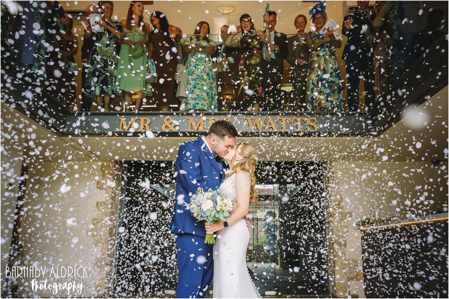 Wedding confetti photo at Priory Barns and Cottages near Wetherby