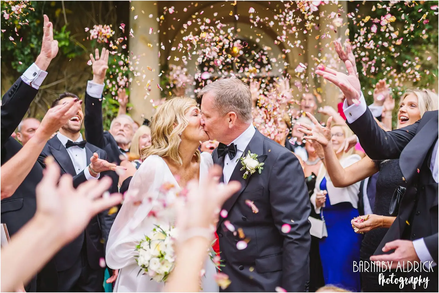 Wedding confetti photo at Middleton Lodge Main House near Richmond in Yorkshire