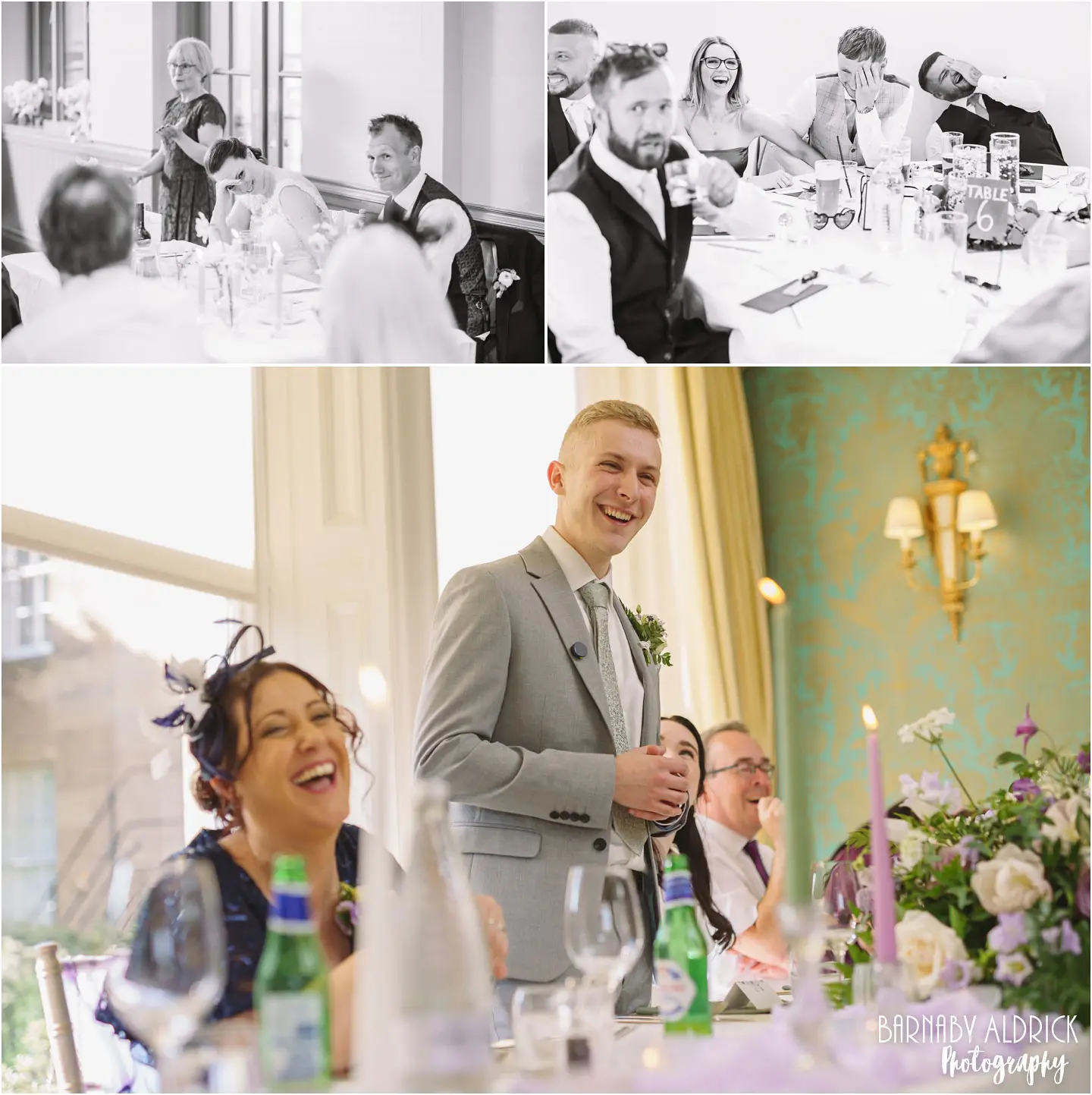 Wedding photos of the speeches in the ballroom at Bowcliffe Hall, Candid speech moments at Yorkshire Weddings by Leeds photographer