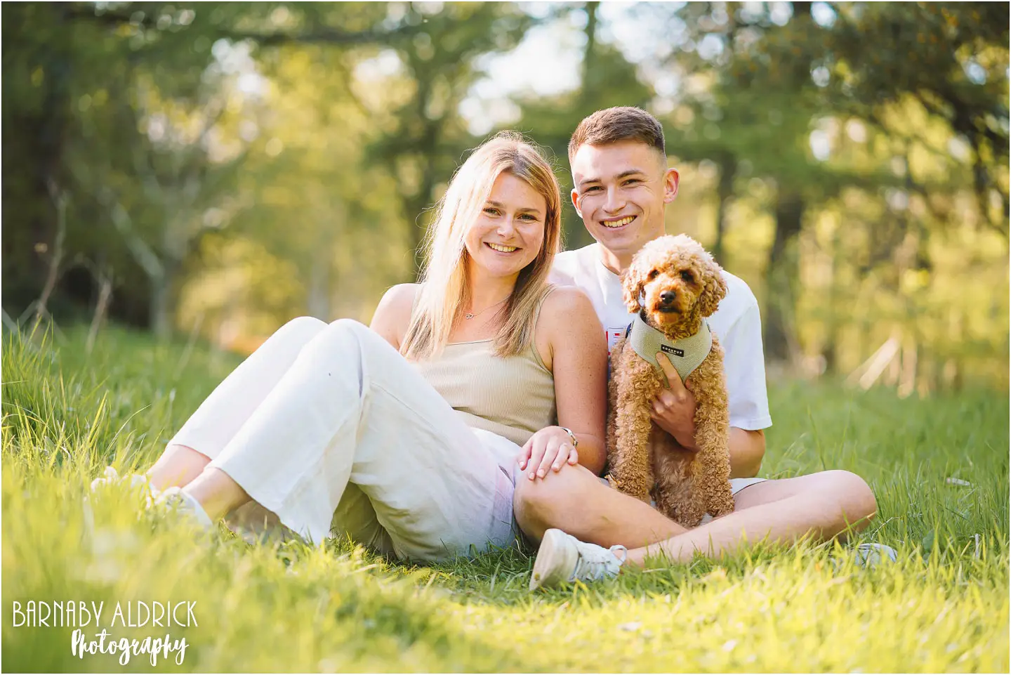 Yorkshire pre-wedding couple portrait photography shoot with their dog by Leeds based photographer