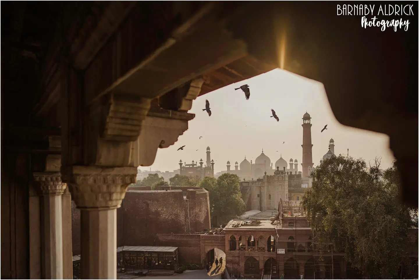 View over the Badshahi Mosque from Lahore Fort's Sheesh Mahal (the Palace of Mirrors)