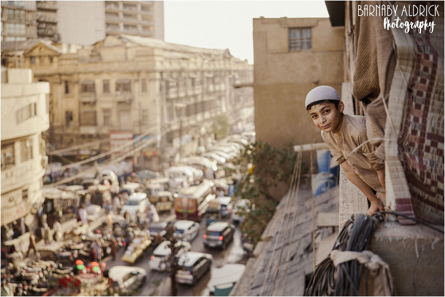 Street scene near Bolton Market in Karachi Pakistan