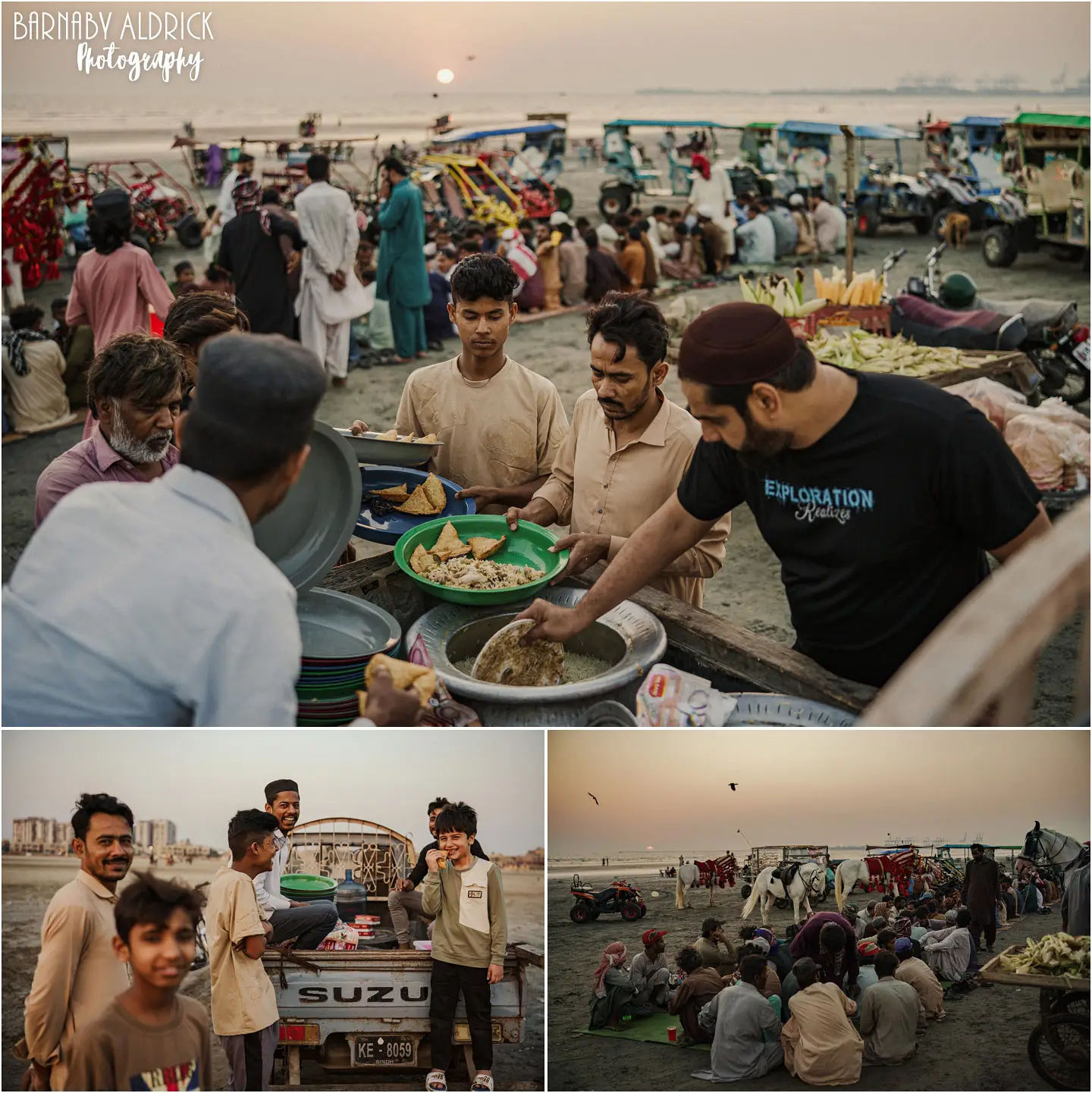 Iftar breaking of the Ramadan fast on Clifton Beach in Karachi Pakistan