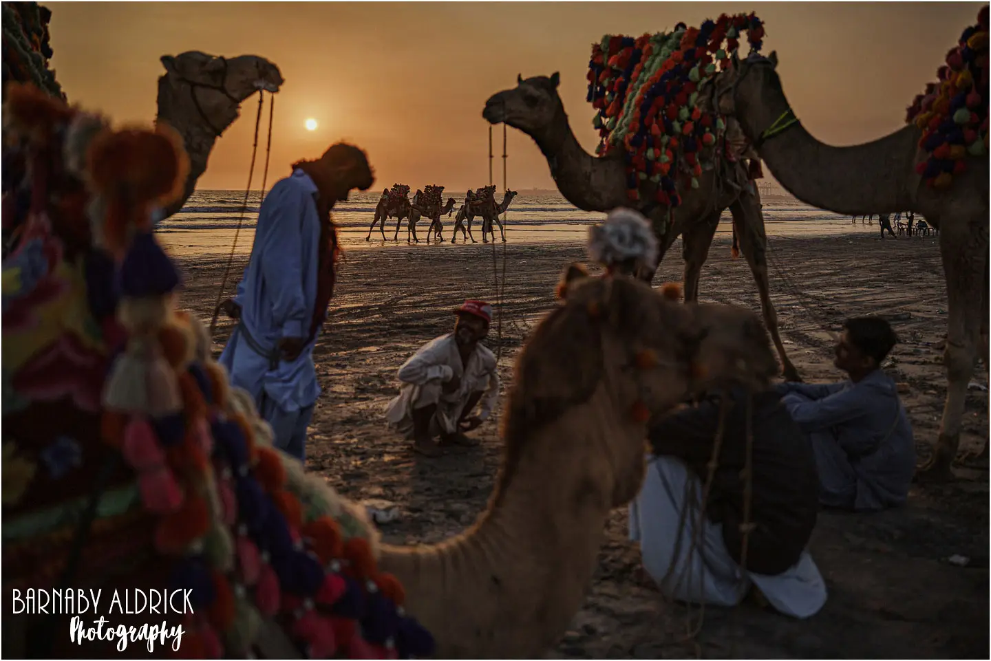 Sunset camel wallah's on Clifton Beach Karachi
