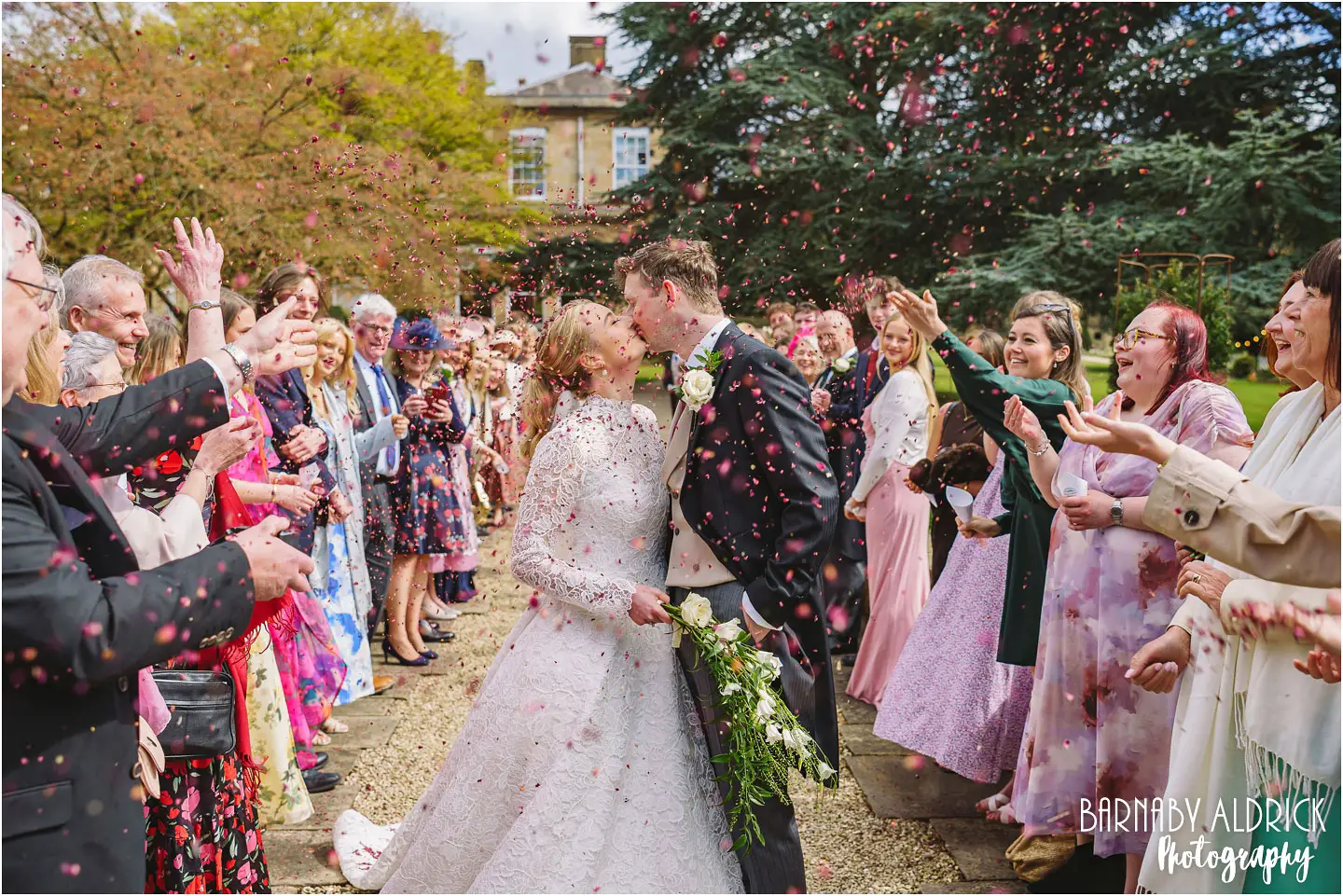 Confetti at Bowcliffe Hall Yorkshire wedding photography