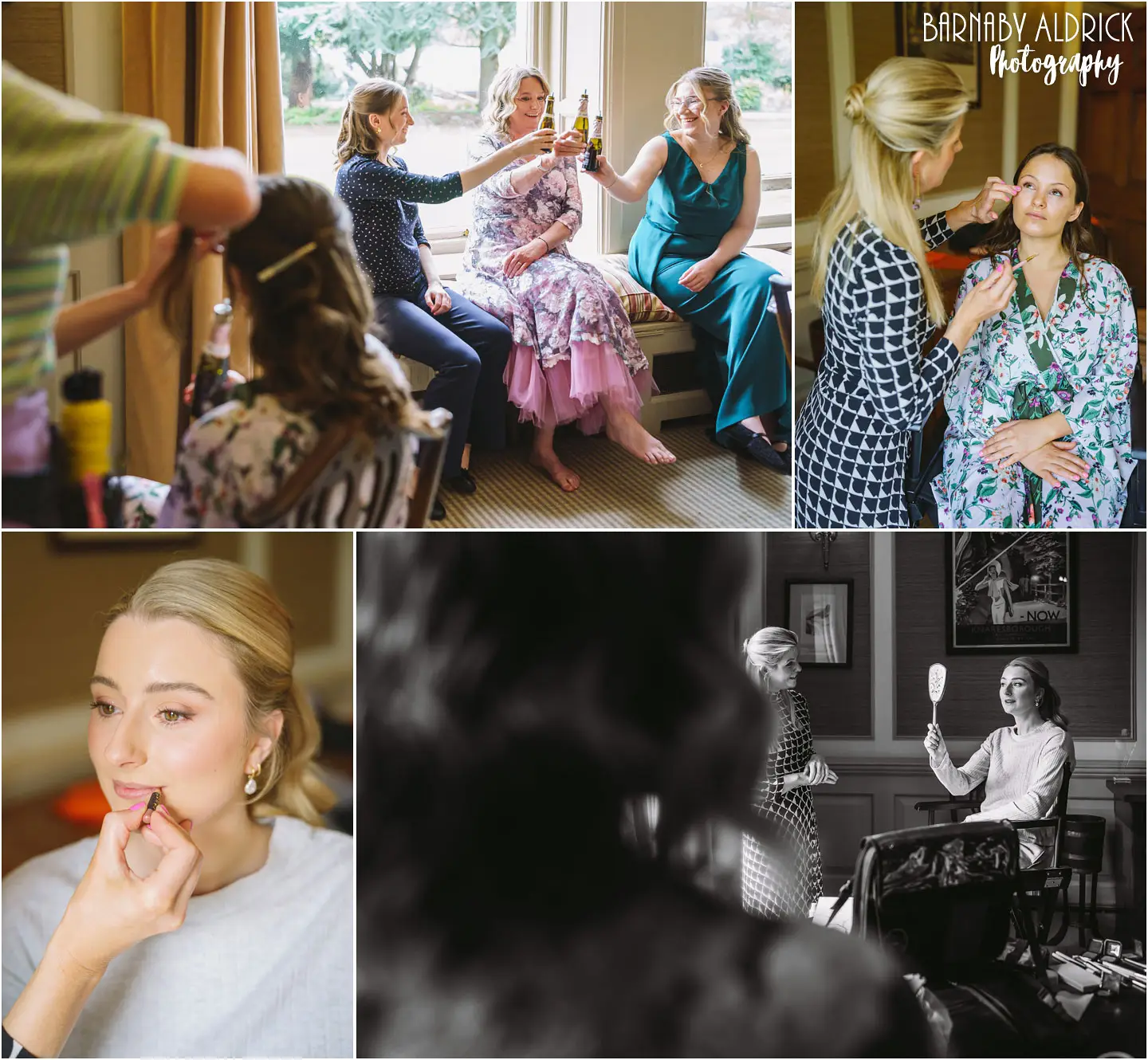 Bridal preparations in the morning room at Bowcliffe Hall in Yorkshire