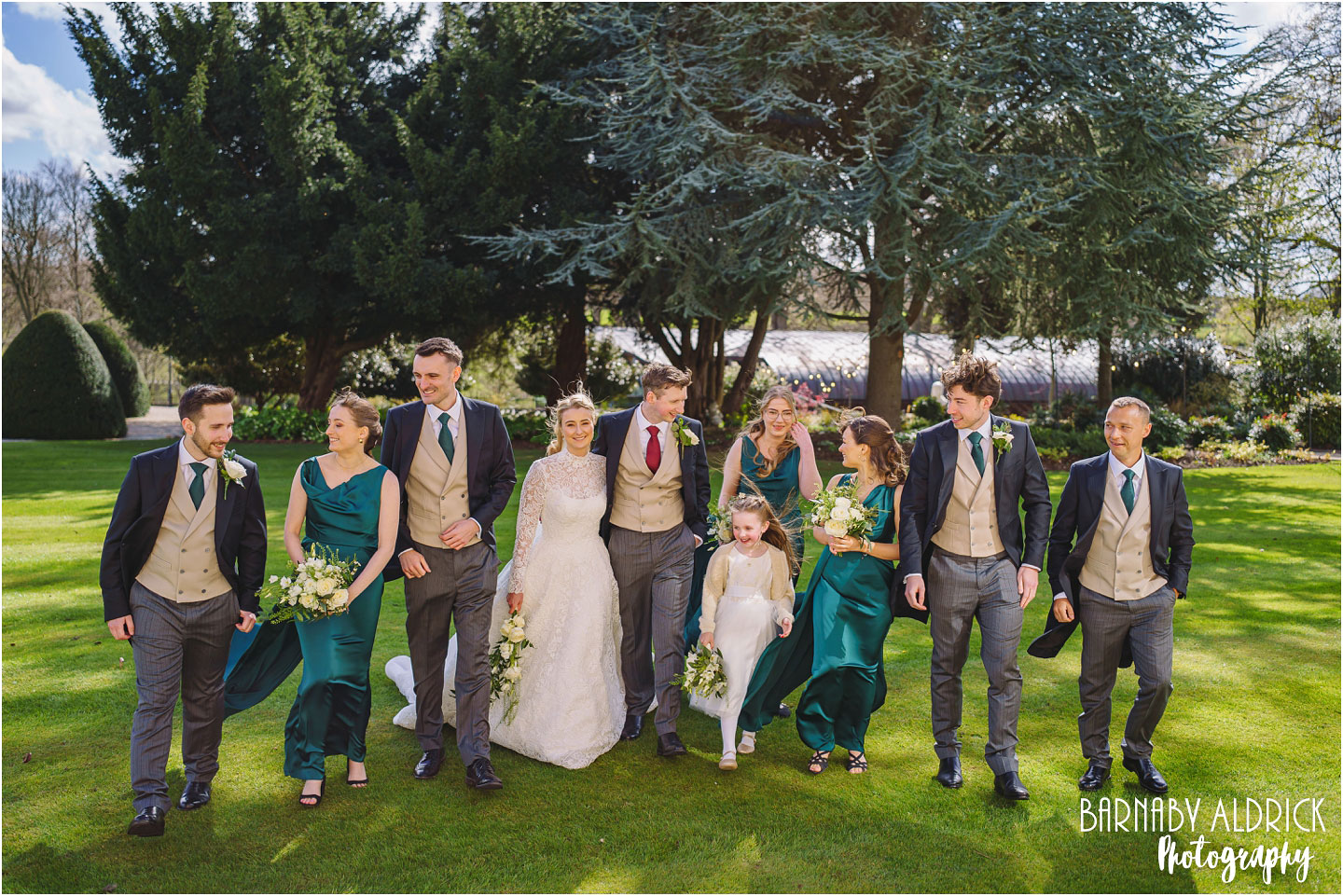 Relaxed wedding party photos at Bowcliffe Hall