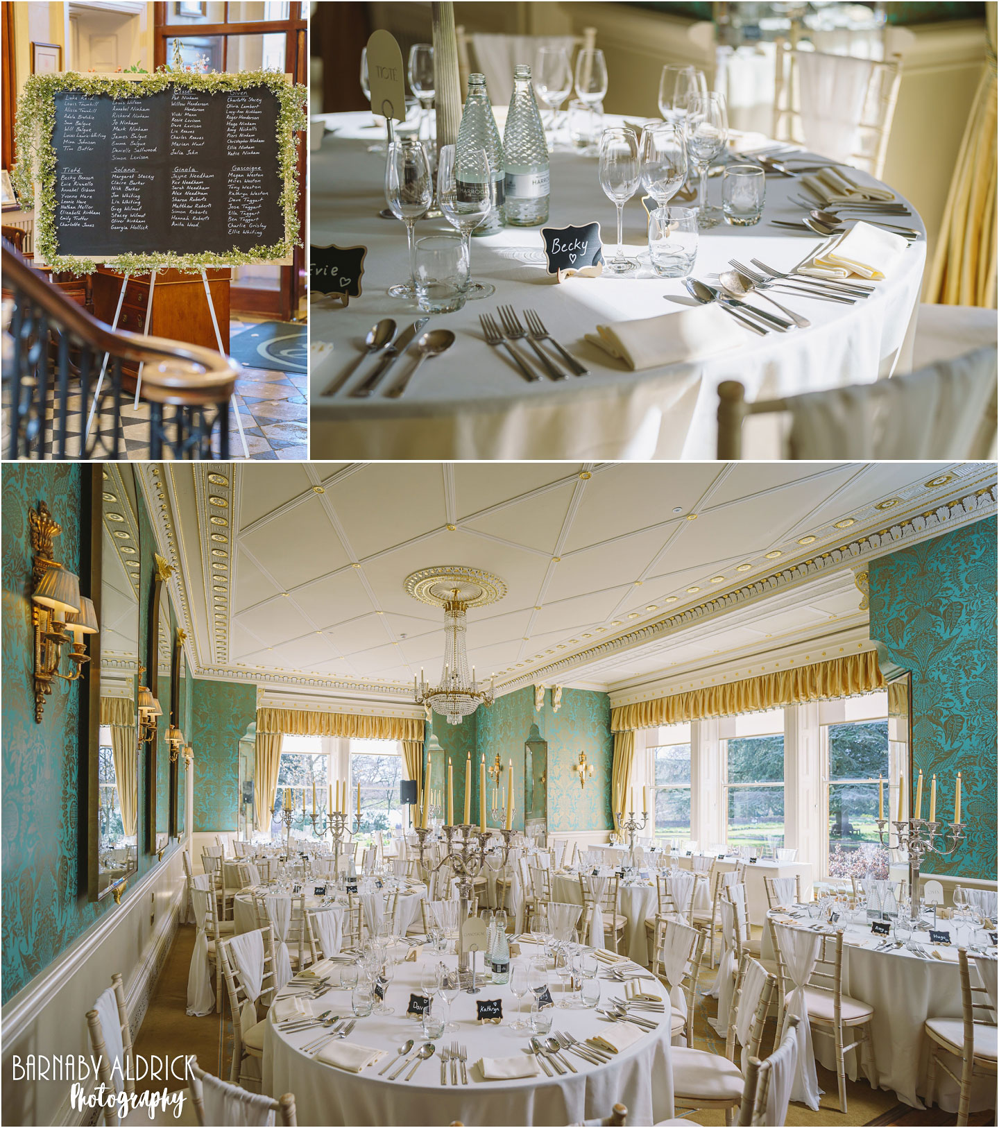 Wedding breakfast meal in the Bowcliffe Hall ballroom