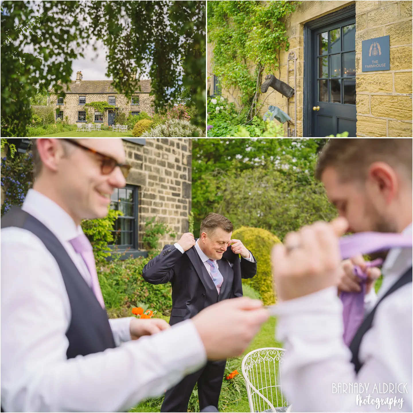 Groomsmen preparations at Wharfedale Grange Farmhouse Wedding Photos