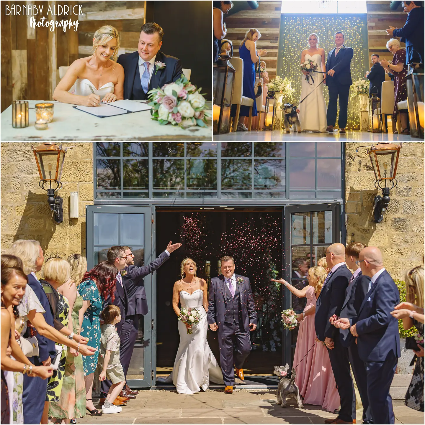 Wedding civil ceremony barn venue photos at Wharfedale Grange near Harrogate