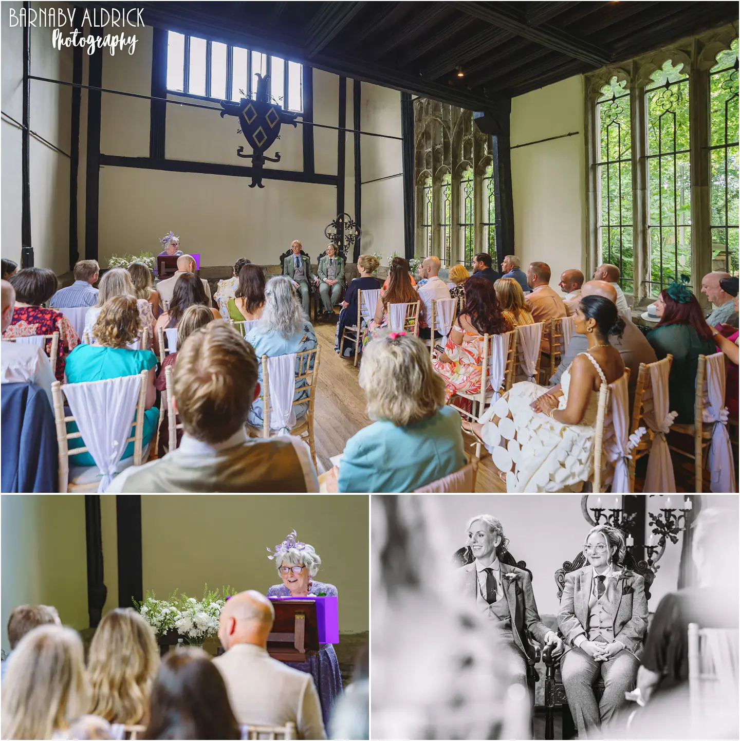 Same sex wedding in the chapel at Samlesbury Hall in Lancashire