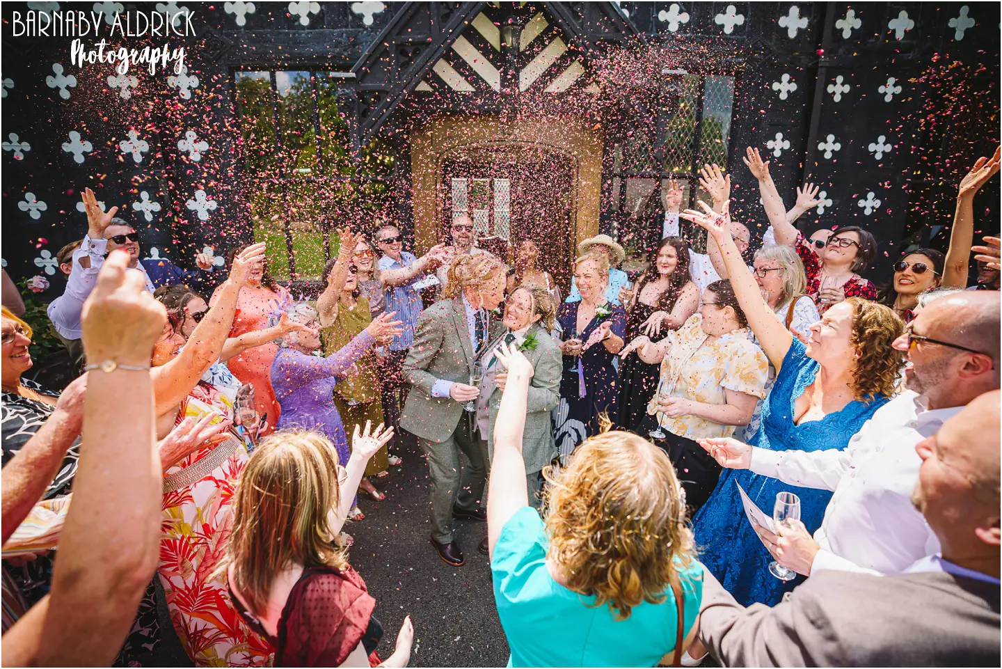 Confetti at at Samlesbury Hall near Preston in Lancashire