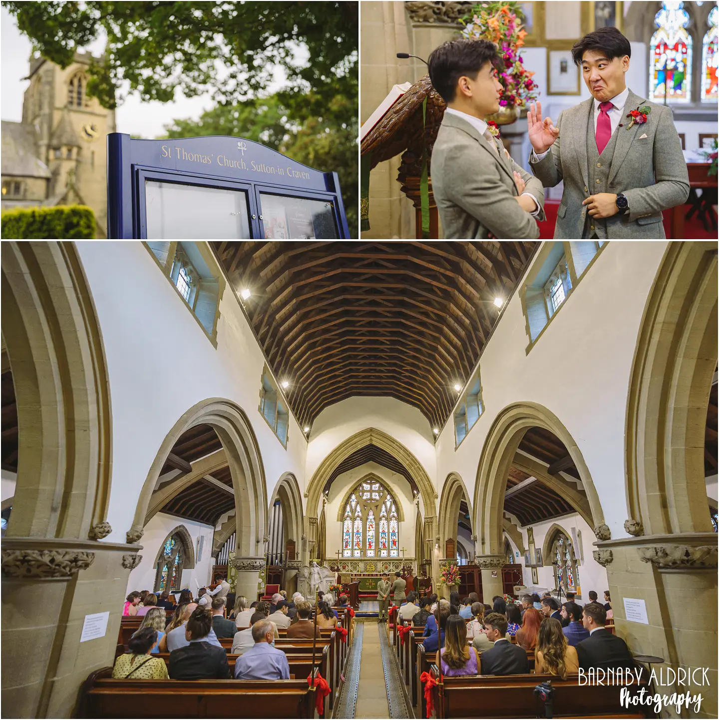 Wedding photography at St Thomas Church in Sutton in Craven