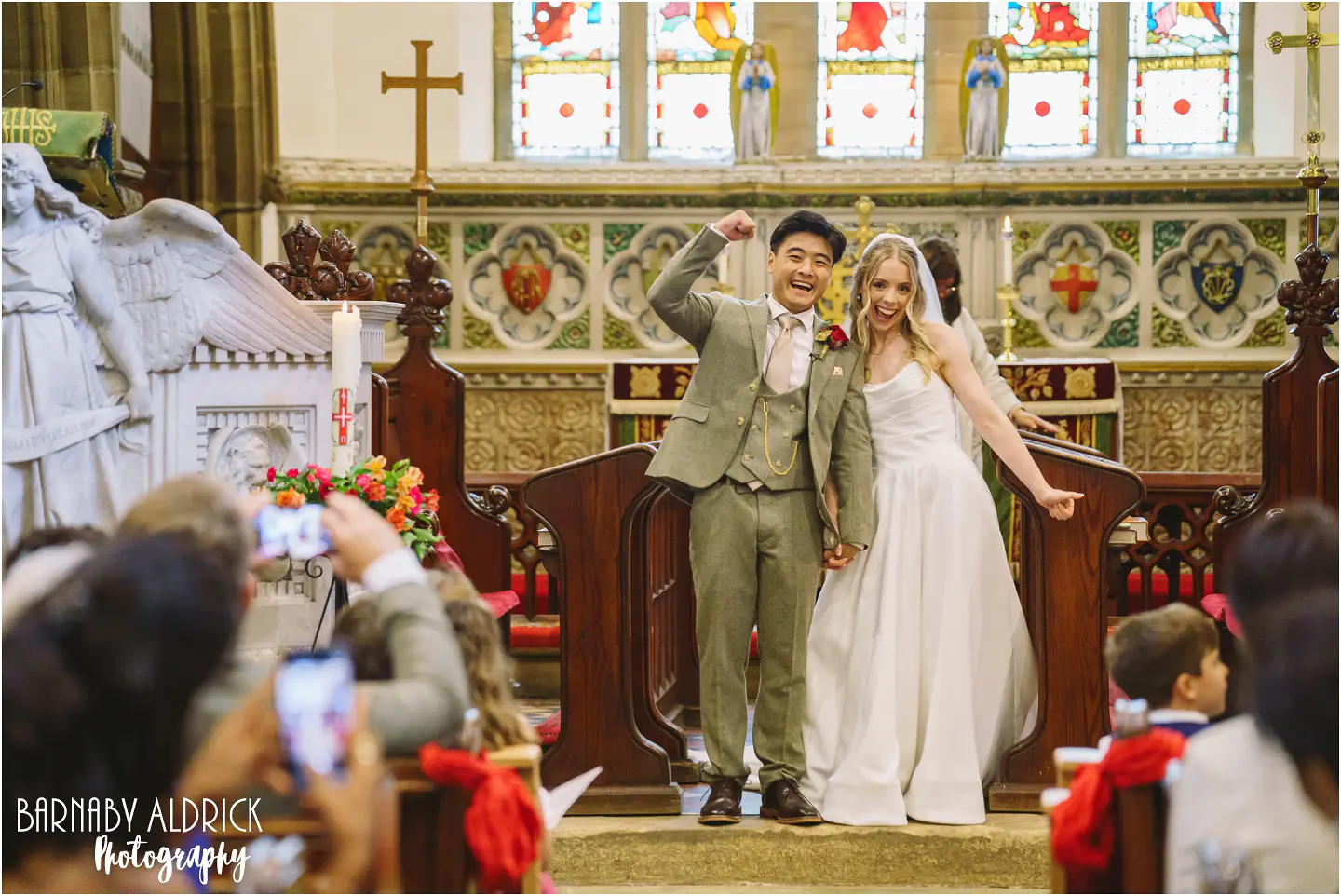 Wedding photo at St Thomas Church in Sutton in Craven Yorkshire