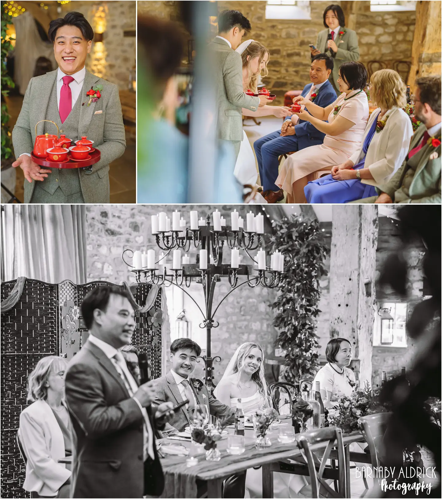 Chinese Tea Ceremony at A Yorkshire wedding at the Tithe Barn in the Dales