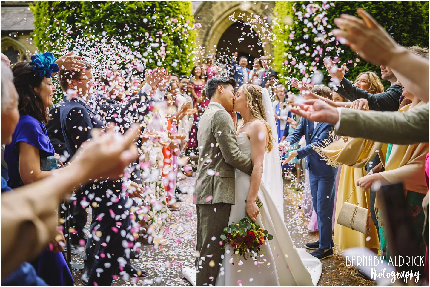 Wedding photos at The Tithe Barn at Bolton Abbey Yorkshire Dales wedding venue