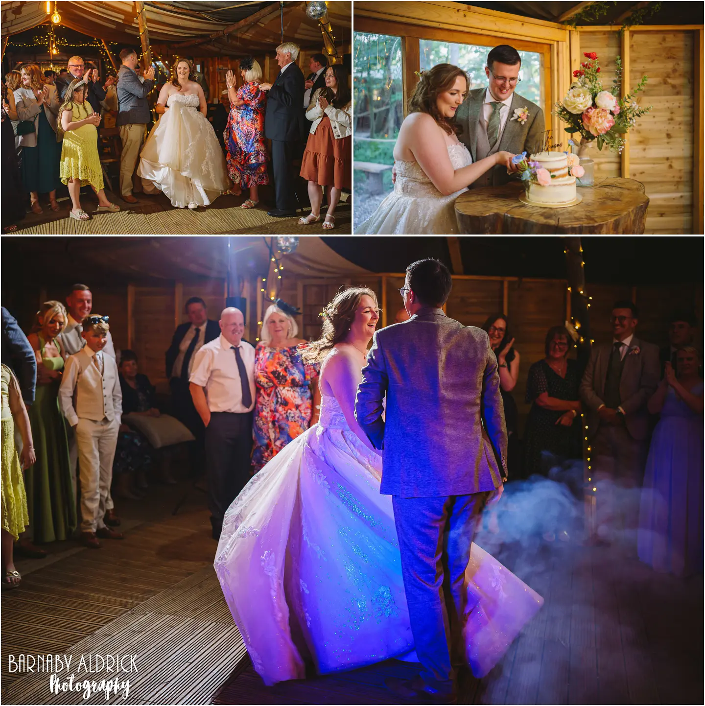 Cake cut and first dance at Cockley Wood Weddings near Wakefield Yorkshire