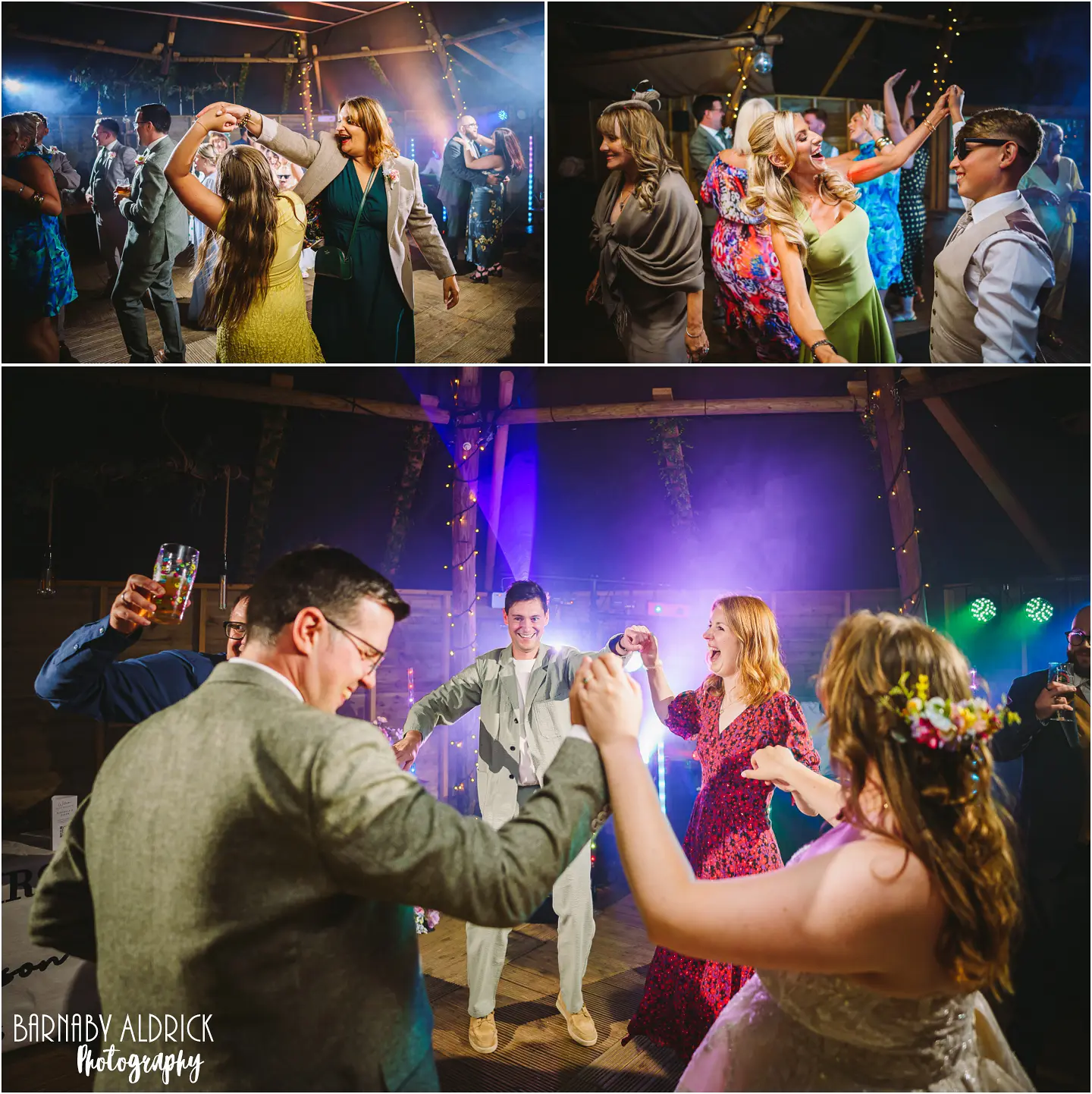 Dancefloor wedding photos at Cockley Wood Weddings near Wakefield Yorkshire