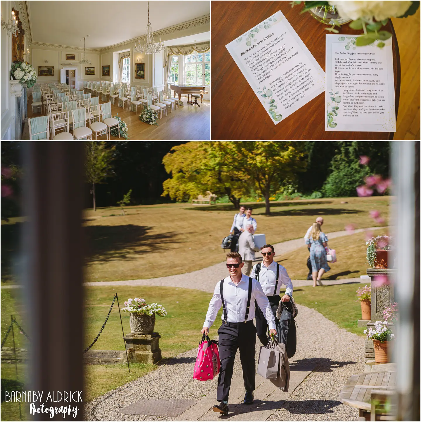 Wedding party preparations at Goldsborough Hall in Yorkshire
