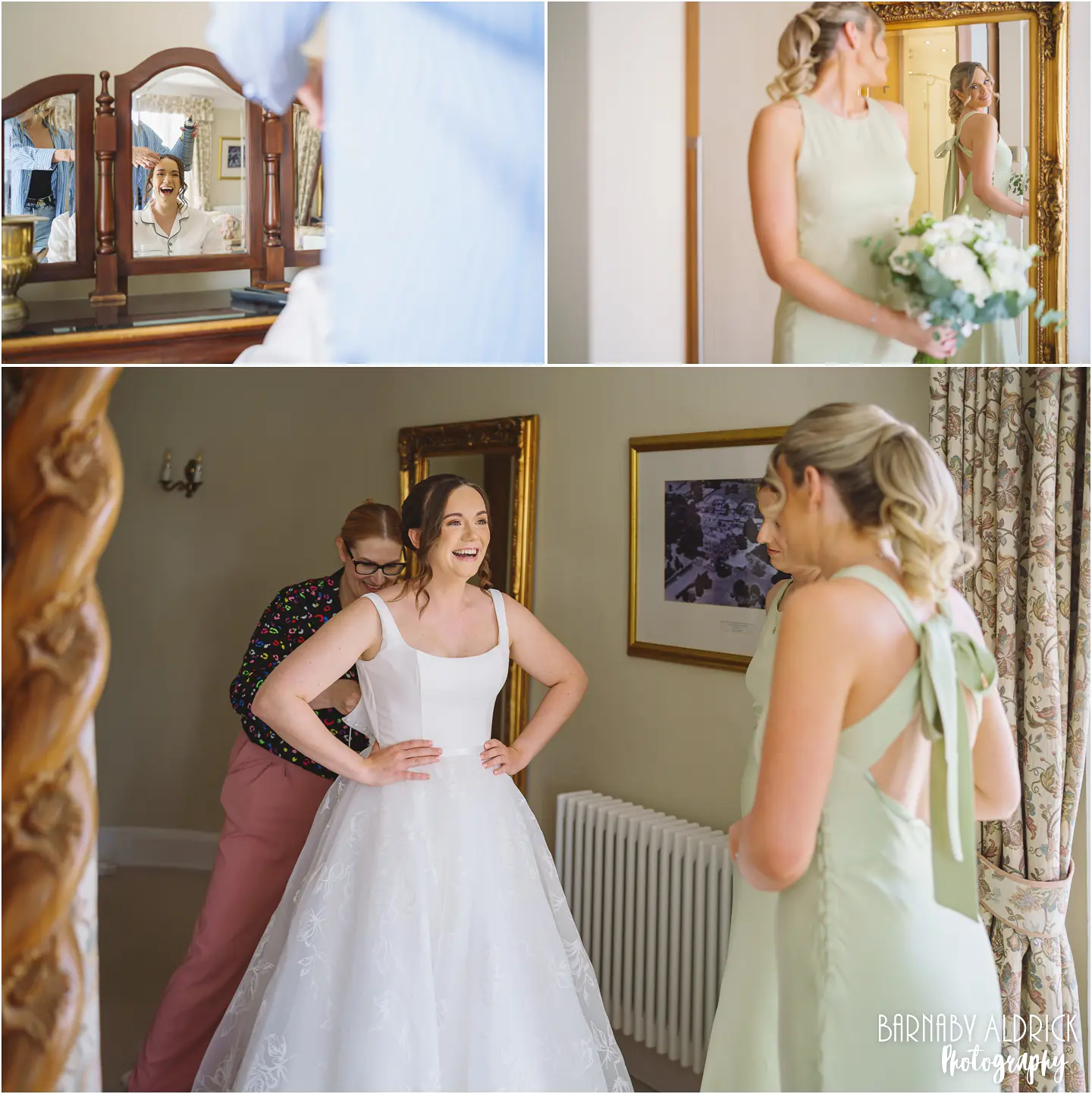 Bridal preparations in the Lascelles Suite at Goldsborough Hall in Yorkshire