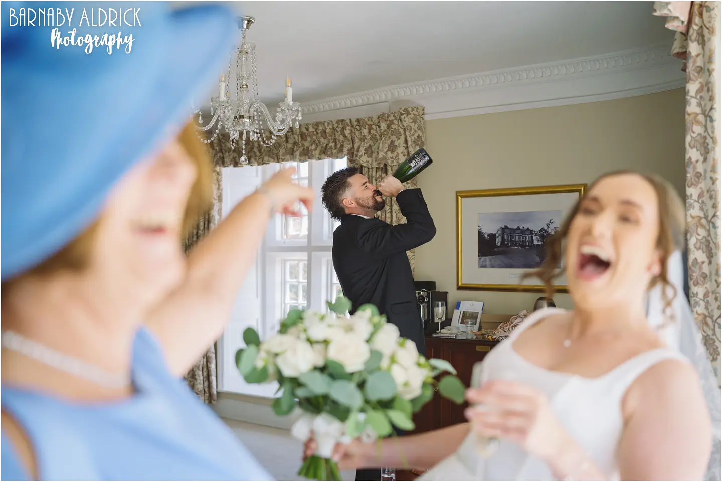 Candid wedding photos at Goldsborough Hall in Yorkshire