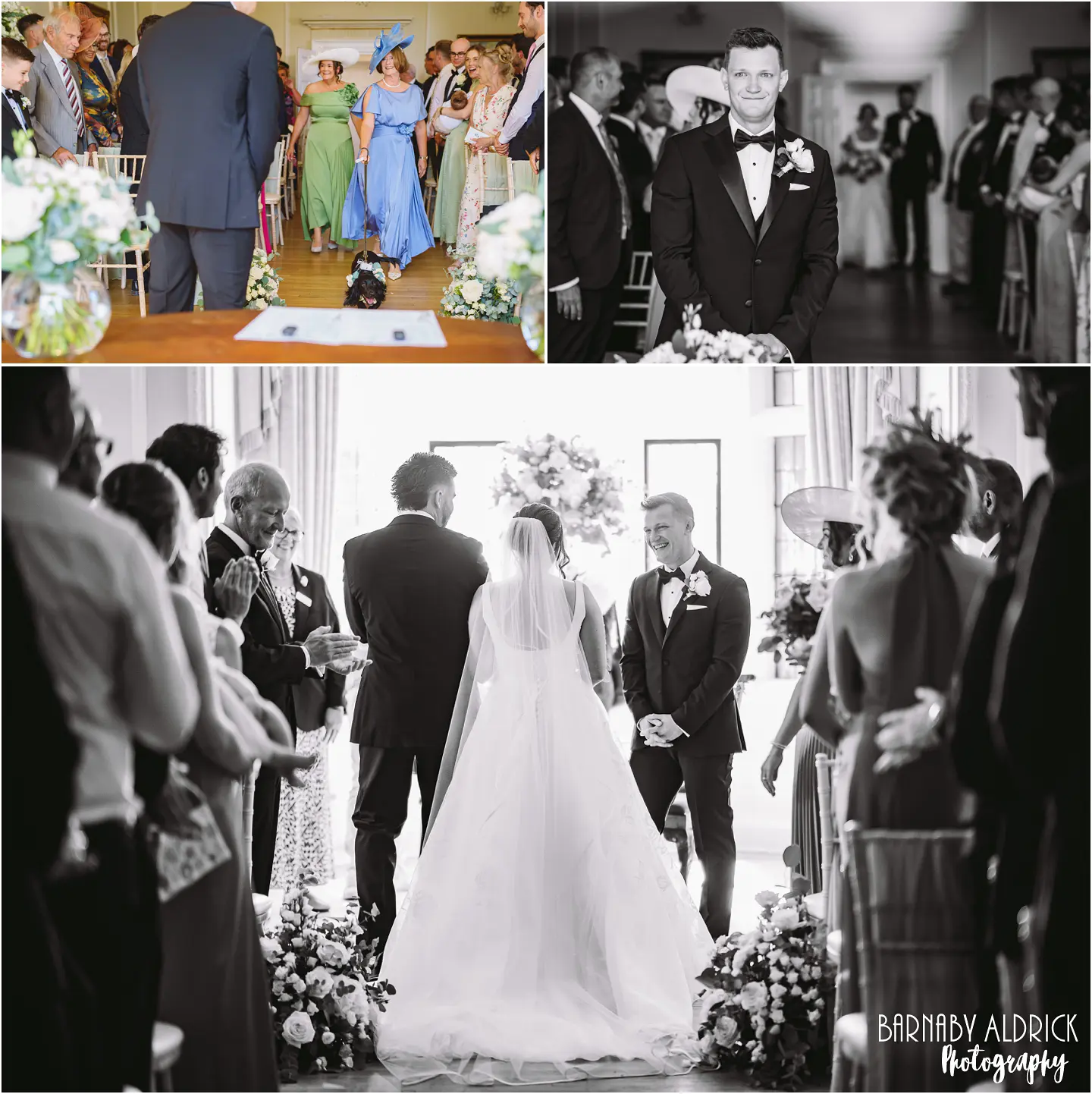 Wedding ceremony in Princess Mary's Drawing Room at Goldsborough Hall in Yorkshire