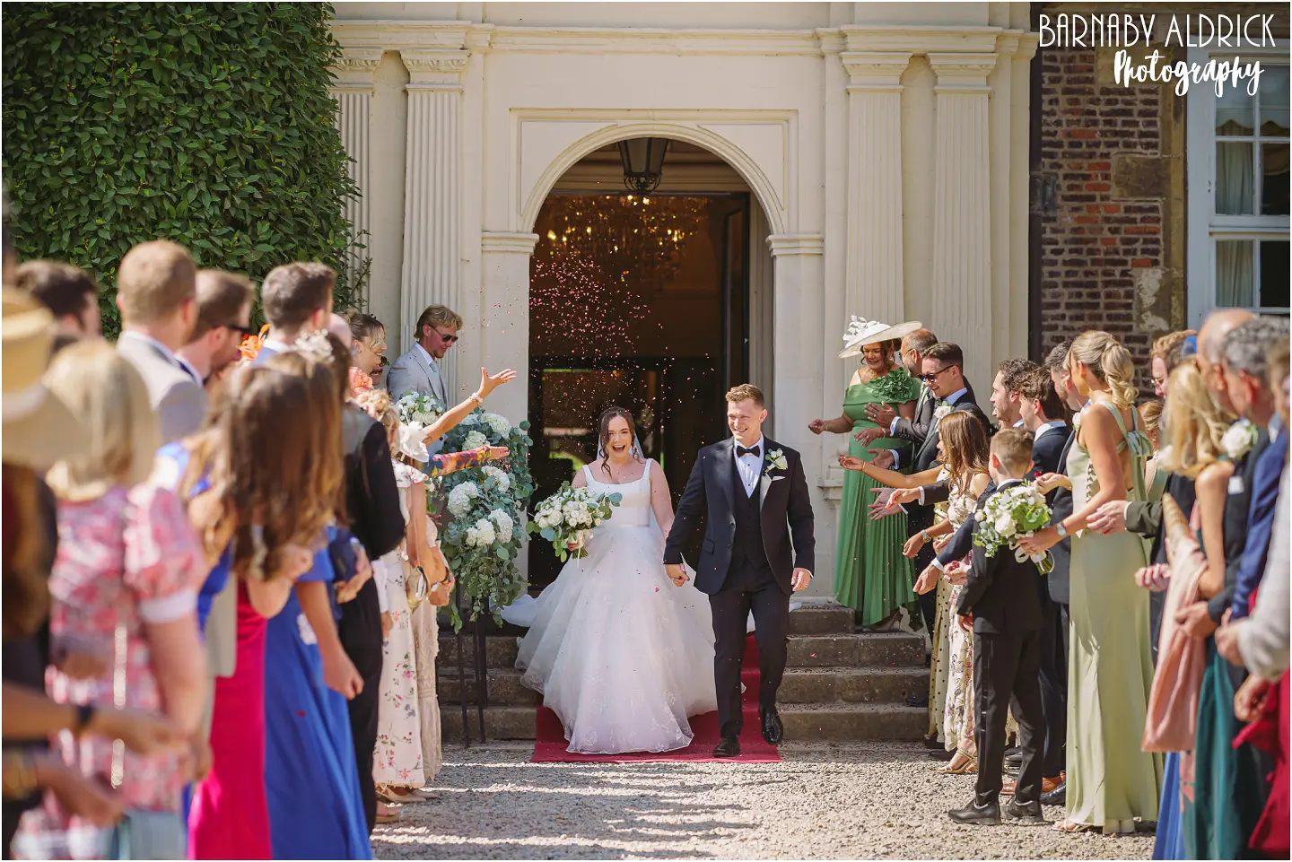 Confetti tunnel at Goldsborough Hall in Yorkshire