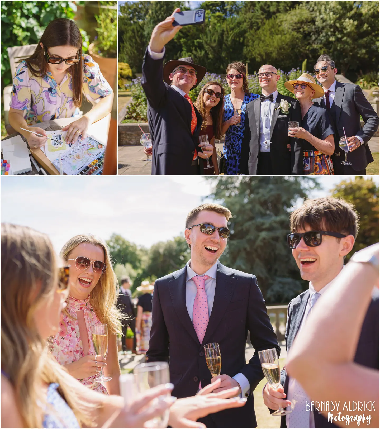Fun wedding photos at Goldsborough Hall in Yorkshire