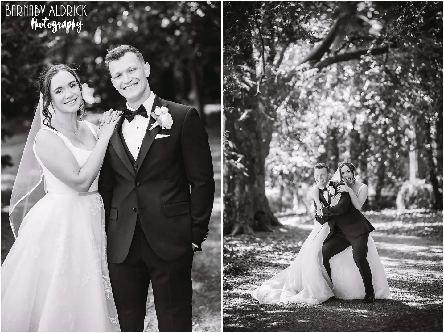 Fun couple wedding photos at Goldsborough Hall in Yorkshire
